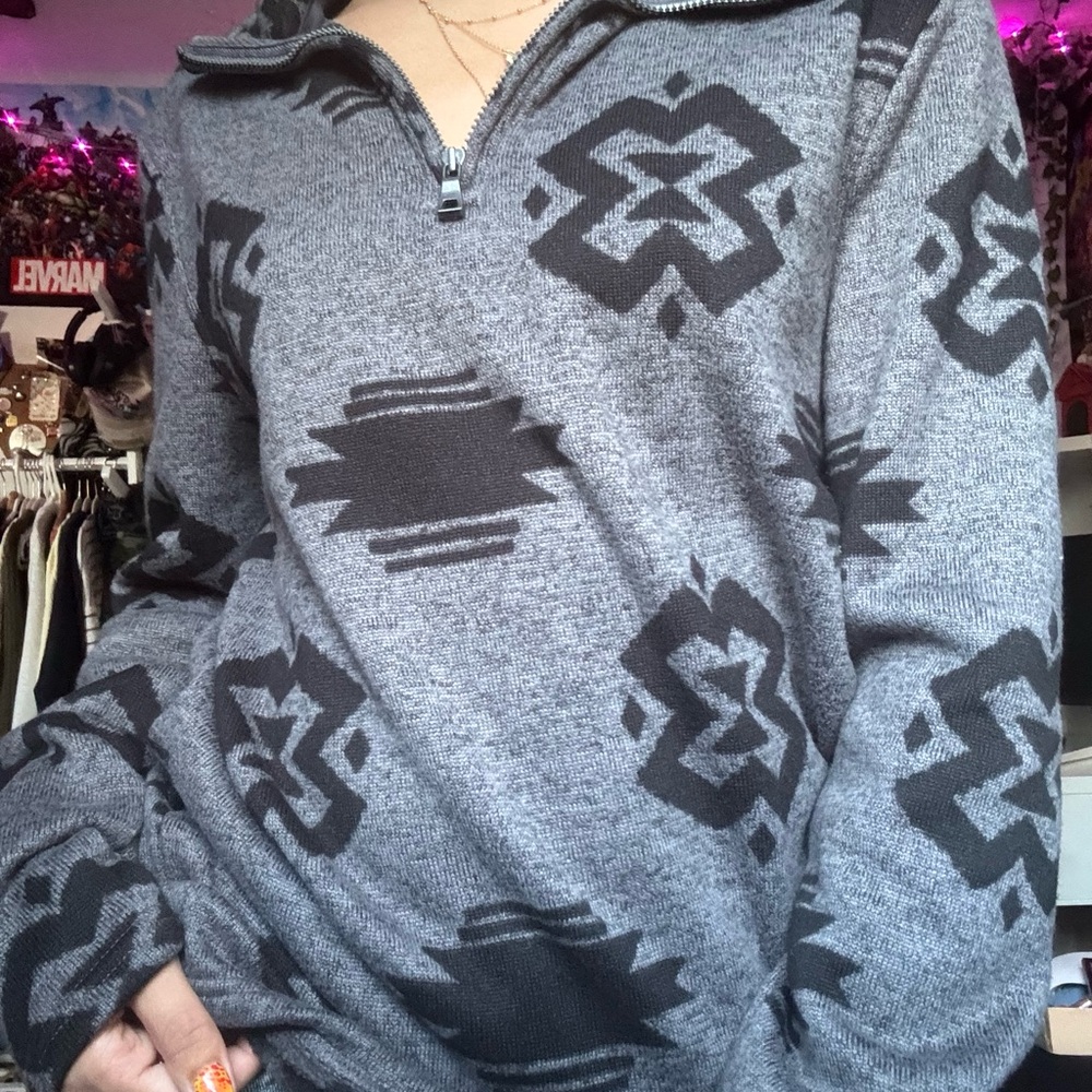 Urban Pipeline Black and Gray Zip-Up Sweater